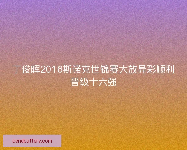 丁俊晖2016斯诺克世锦赛大放异彩顺利晋级十六强